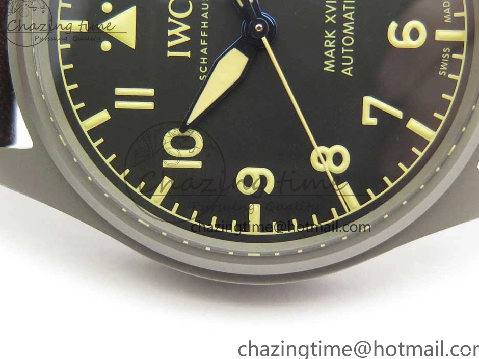 MIROTIME 0113 SmartChoice Mark XVIII IW327006 Titanium M+F 1:1 Best Edition Black Dial on Brown Leather Strap A 7145